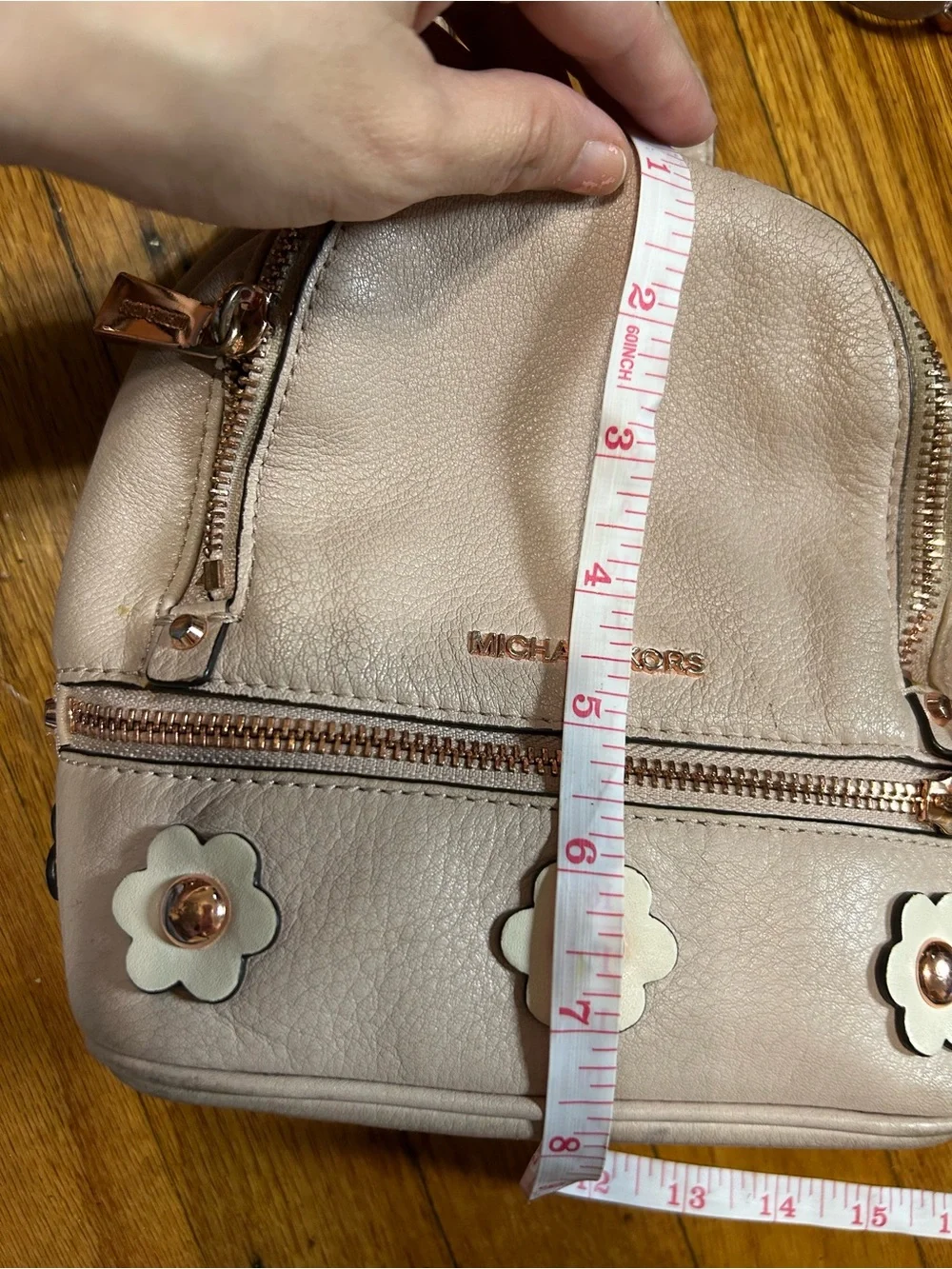 Michael Kors Light Pink Floral Mini Backpack Purse with Detachable Straps